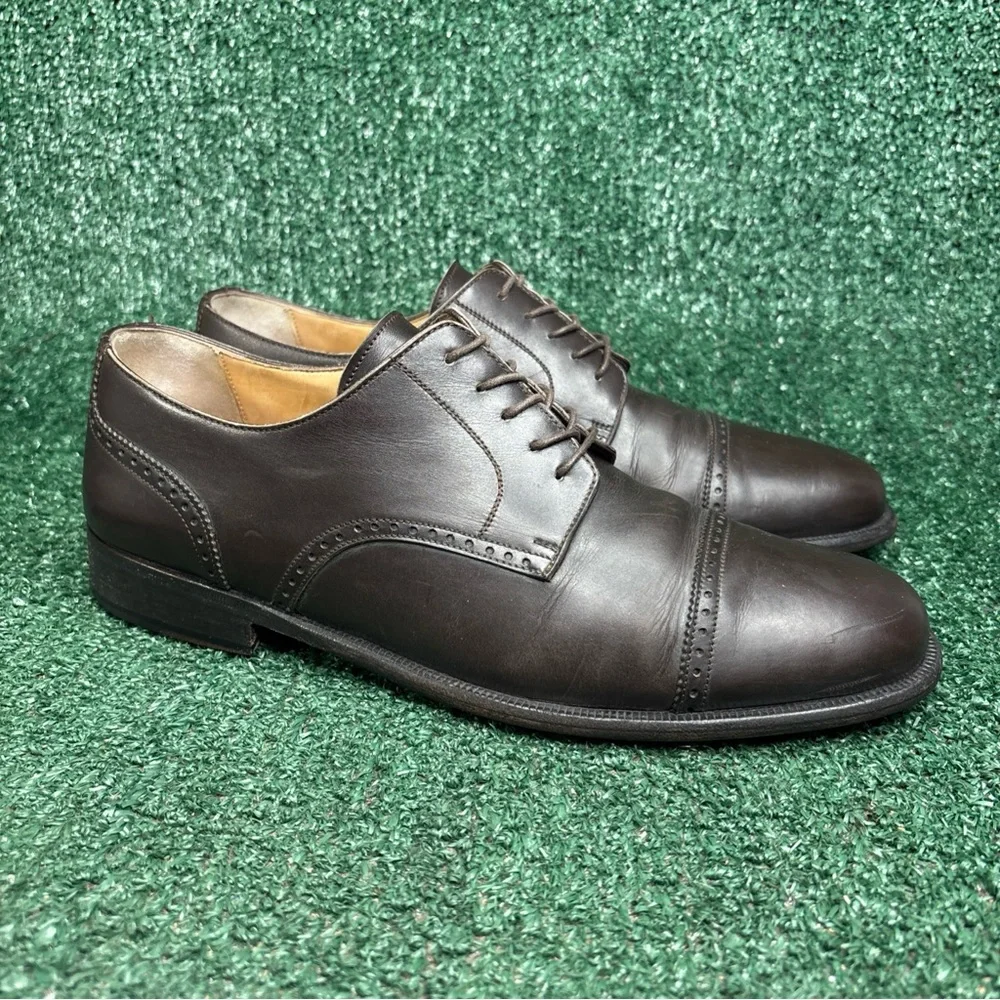 Cole Haan City Dress Shoe Soft Brown Leather Cap Toe Lace Up Oxford Size 9 Italy